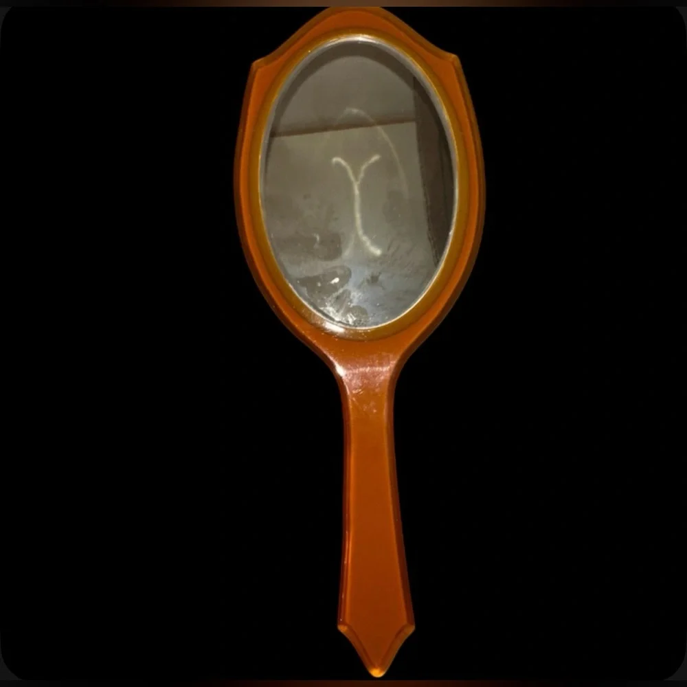 Antique‎ Celluloid 5 Pc Vanity Set 1930s Mirror, Buffer, Tray & 2 Containers